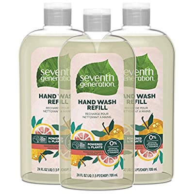 3 Pack Seventh Generation Hand Soap Refills Mandarin Orange & Grapefruit, Transparent, 24 Fl Oz