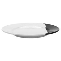 12 Set Bold Melamine Wide Rim Salad/Dessert Plate, 7″, White/Black