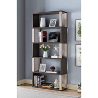 Two-Tone 5 Tier Storage Organizer Wide Shelves Wooden Display Bookshelf