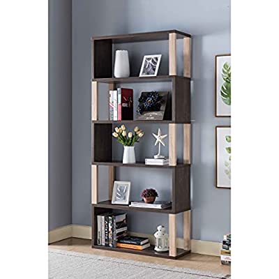 Two-Tone 5 Tier Storage Organizer Wide Shelves Wooden Display Bookshelf - $103.37 ($270.56)