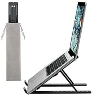 Expired: 10 Angles Adjustable ABS Ergonomic Foldable Portable Desktop Holder for 10 to 15.6-Inch Laptops and Tablets.(Black)