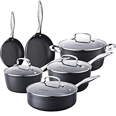 50% off - Expired: 10-Piece Non-Stick-Hard-Anodized Aluminum Cookware Set Oven Suitable Dishwasher Suitable