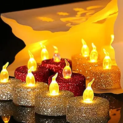 Expired: 12 Pack Flameless Tealights Candles, Battery Operated