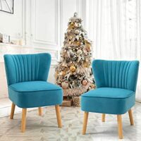 Expired: 2 Set AVAWING  Button-Tufted Velvet Armless Accent Chair, Vivid Blue