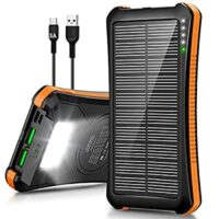 Expired: 20000mAh Solar Power Bank Fast Charging PD 18W Charger with 3A USB-C Cable + LED Flashlight