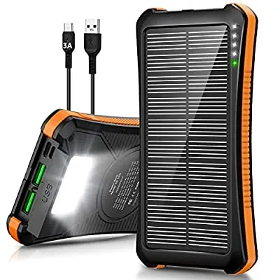 50% off - Expired: 20000mAh Solar Power Bank Fast Charging PD 18W Charger with 3A USB-C Cable + LED Flashlight