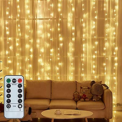 Expired: 300 LED Curtain Lights 8 Modes Control, USB Powered, Waterproof (9.8ft X 9.8ft，Warm White)