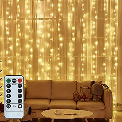72% off - Expired: 300 LED Curtain Lights 8 Modes Control, USB Powered, Waterproof (9.8ft X 9.8ft,Warm White)
