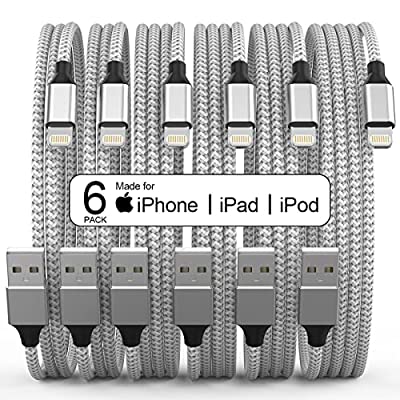 Expired: 6 Pack [Apple MFi Certified – 3/3/6.1/6.1/6.1/10FT] iPhone Charger Lightning Cable