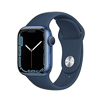 Apple Watch Series 7 [GPS 41mm] Smart Watch w/ Blue Aluminum Case with Abyss Blue Sport Band