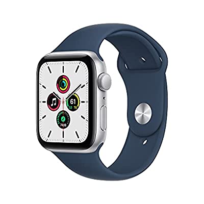 Apple Watch SE [GPS 44mm] Smart Watch w/ Silver Aluminium Case with Abyss Blue Sport Band