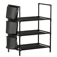 Expired:&nbsp;AwadeWhy 3 Tiers Shoe Expandable Rack with Hanging Bag, Sturdy Black Metal