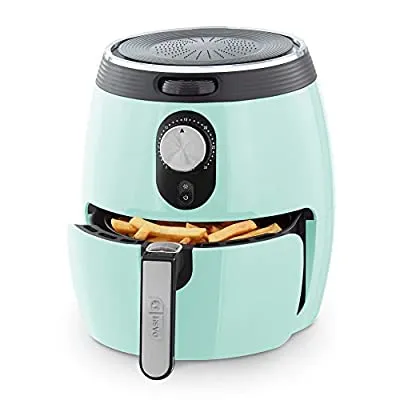Dash Deluxe Electric Air Fryer + Oven Cooker with Temperature Control, 1200-Watt, 3 Quart – Aqua