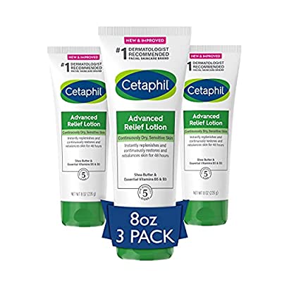 3 Pack Body Lotion by CETAPHIL, Advanced Relief Lotion with Shea Butter for Dry, Sensitive Skin