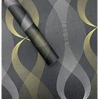 Expired:&nbsp;Modern Geometric Pattern Black Wallpaper, Peel and Stick,17.7 inches X 197 inches