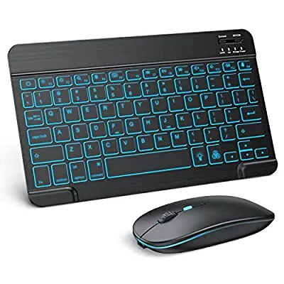 71% off - Expired:&nbsp;TECURS 7-Color Backlit Rechargeable Bluetooth  Wireless Keyboard & Mouse