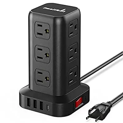51% off - Expired:&nbsp;12 AC, 4 USB (1 USB C) Power Strip with USB Ports Surge Protector Tower 6.5FT Overload Protection
