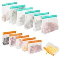 Expired:&nbsp;12 Pack Reusable Storage Bags, Stand Up Leakproof Freezer Bag (6 Sandwich Bags + 6 Snack Bags)