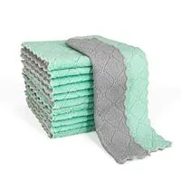 Expired:&nbsp;12 Pack Super Absorbent Coral Velvet Dishtowels, Nonstick, Oil Washable Fast Drying (Green-Grey)