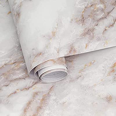 Expired: 17.71″ X 118″ Removable Gold White Marble Contact Paper Peel and Stick fot Countertops