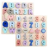 Expired: 2 Set Large Alphabet ABC Upper Case Letter and Number Learning Board Educational Toys