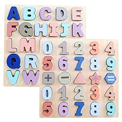 Expired: 2 Set Large Alphabet ABC Upper Case Letter and Number Learning Board Educational Toys