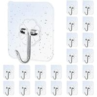 Expired: 20 Pieces Waterproof Oilproof Bathroom and Kitchen Heavy Duty Adhesive Hooks