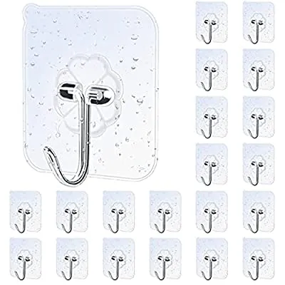 70% off - Expired:&nbsp;20 Pieces Waterproof Oilproof Bathroom and Kitchen Heavy Duty Adhesive Hooks