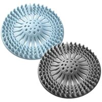Expired: 2PC Durable Silicone Shower Drain Covers, Hair Stopper (Blue & Gray)