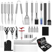 Expired: 39PCS Stainless Steel BBQ Grilling Kit with portable bag