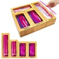 Expired:&nbsp;4 Pcs Ziplock Bag Bamboo Storage Organizer for Gallon, Quart, Sandwich, Snack Storage Bags