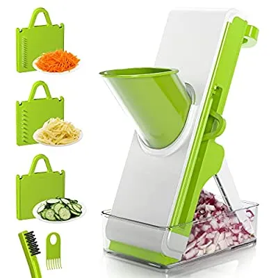 60% off - Expired: 4 in 1 Multifunctional Vegetable Mandoline Chopper, French Fry Cutter & Onion Chopper with Cleaning Brush