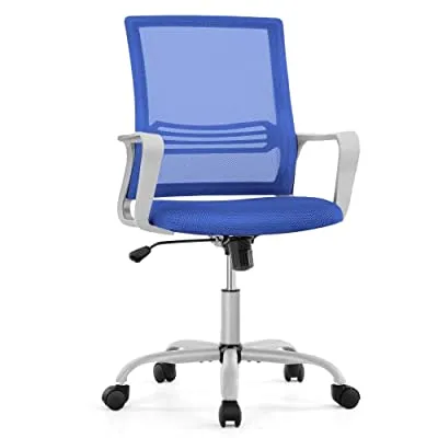 Office Chair – Ergonomic Executive Mid Back, Adjustable Height, Breathable Mesh – Blue