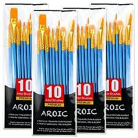 4 Packs / 40 pcs Nylon Hair Acrylic Paint Brush Set  for All Purpose Oil Watercolor Painting