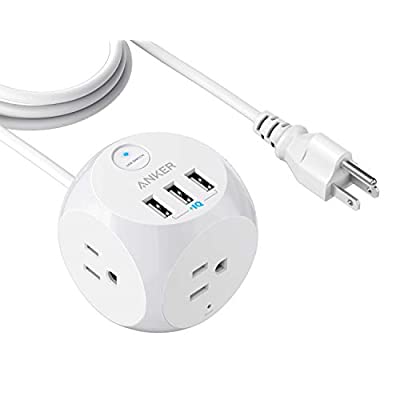 Anker Power Strip with USB, 5 ft Extension Cord, PowerPort Cube USB with 3 Outlets and 3 USB Ports - $16.99 ($45.60)