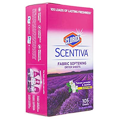 105 Ct Clorox Scentiva Fabric Softening Dryer Sheets in Tuscan Lavender & Jasmine Scent