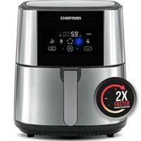 CHEFMAN Large Air Fryer Max XL 8 Qt, Nonstick Stainless Steel, Preheat & Shake Reminder