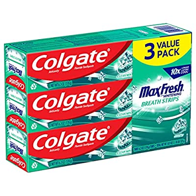 3 Pack Colgate Max Fresh with Whitening Toothpaste with Mini Breath Strips, 6.3 OZ - $4.53 ($9.49)