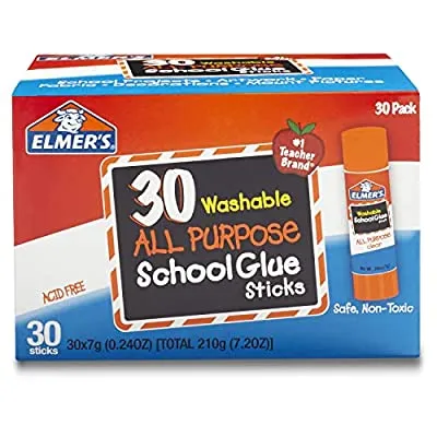 30 Ct – Elmer’s All Purpose School Glue Sticks, Washable, 7 Gram