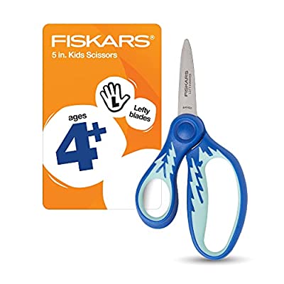 Fiskars Kids Scissors, SoftGrip, 5 Inch, Blue Lightning