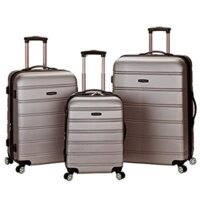 3 Piece Rockland Melbourne Hardside Expandable Spinner Wheel Luggage, Silver, (20/24/28)