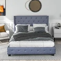 Expired:&nbsp;GLORHOME Upholstered Bed with Wingback Headboard, No Bedframe needed, Queen