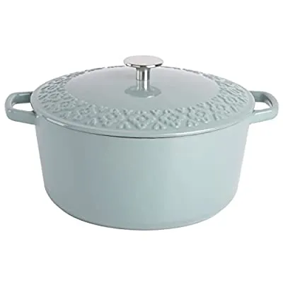 Spice by Tia Mowry Savory Saffron 6Qt Cast Iron Dutch Oven w/Embossed Lid