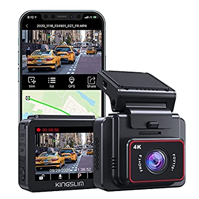 Kingslim D5 4K Dash Cam with Built-in WiFi,GPS, UHD 2160P with 170° FOV Sony Night Vision Motion Detection