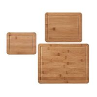 3 Pcs Farberware Bamboo Cutting Board Set With Juice Groove and Handles