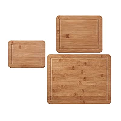 3 Pcs Farberware Bamboo Cutting Board Set With Juice Groove and Handles