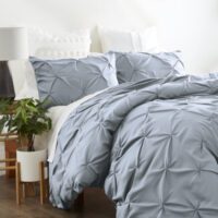 Light Blue 3 Piece Microfiber Pinch Pleat Duvet Cover Set, Twin/Twin Extra Long