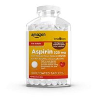 500 Ct Amazon Basic Care Aspirin Pain Reliever and Fever Reducer (NSAID), 325 mg