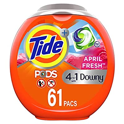 61 Ct – Tide PODS Plus Downy 4 in 1 HE Turbo Laundry Detergent Soap Pods, April Fresh Scent