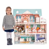 ROBUD Wooden Dollhouse for Kids, with Furniture